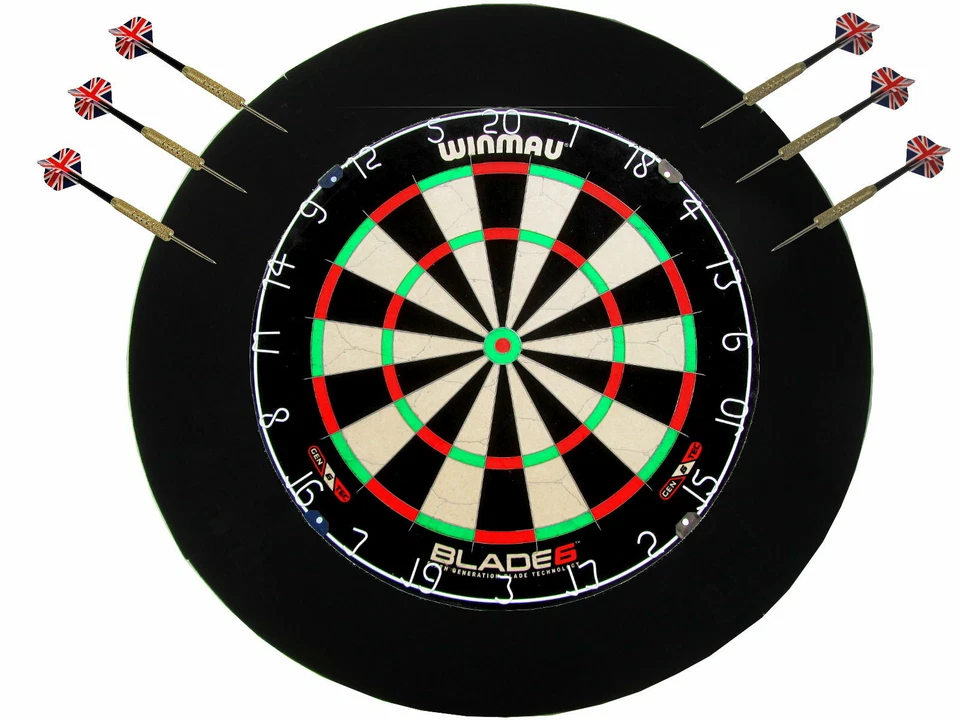 Winmau Blade 6 Dartscheibe Darts Steeldarts 6 Pfeile + Catchring schwarz