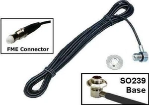 UHF Antenna SO239 Base 1/2" Hole to FME Female 5M Coaxial Coax Cable - Picture 1 of 1