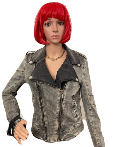 Giacca Biker Denim di Karl Lagerfeld di Chanel fama. Taglia IT: 40 S RARA ┥