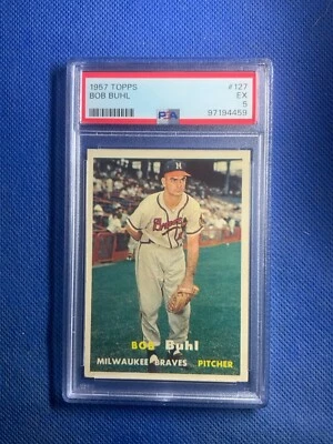 1957 Topps #127 Bob Buhl Milwaukee Braves PSA 5 EX - Image 1 of 2