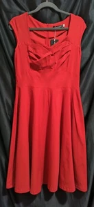 MUXXN Boutique Beauty Creator Red Dress Pleated Bust Swing Skirt 2XL - Picture 1 of 11