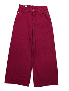 GAP The Baggy Mid Rise Jean Women's 25 / 0R Wide Leg Red Maroon Wine Denim - Picture 1 of 10