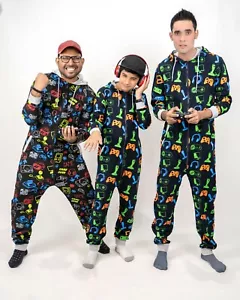 New Kids Boys Girls Gaming Pyjamas Gamer Family Jumpsuit All in One 1Onesie - Picture 1 of 20
