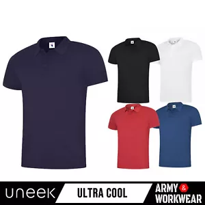 Herren Super Cool Poloshirt Uneek Workwear Atmungsaktiv Wickin Sport Style Tops - Bild 1 von 7