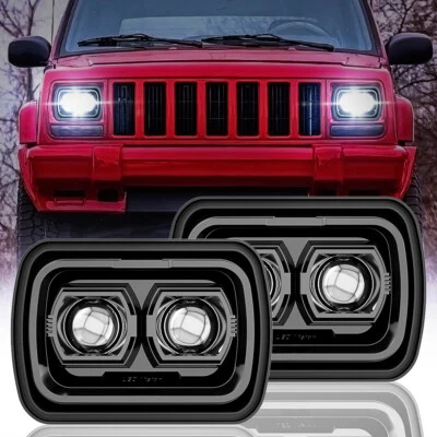 Pair DOT 7X6 5X7" LED Headlights Hi-Lo Beam Lamp For Jeep Cherokee XJ 1984-2001 - Image 1 of 4