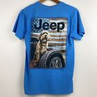 Jeep Men’s Yankee Doodle Dog Caribe Blue Short Sleeve T Shirt Size Small NWOT!
