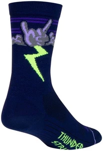 Calcetines SockGuy Thunder Crew - 6", azul marino/púrpura/verde, grandes/X-grandes - Imagen 1 de 4