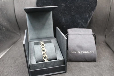 PULSERA VINTAGE DE PLATA ESTERLINA 925 OVALADA CABLE LINK DY DAVID YURMAN EN CAJA Foto 1 de 4