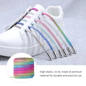  7 Pairs No Need to Tie Shoelace Buckle Sneaker Laces Child Elastic - Picture 1 of 12