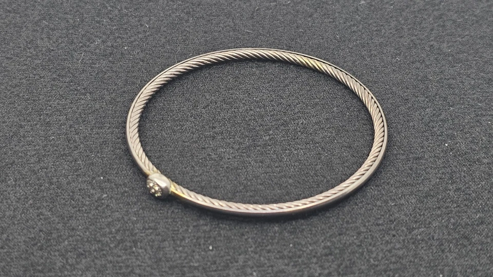 Brazalete David Yurman Plata de Ley 925 Confeti Diamante Cable Foto 1 de 4