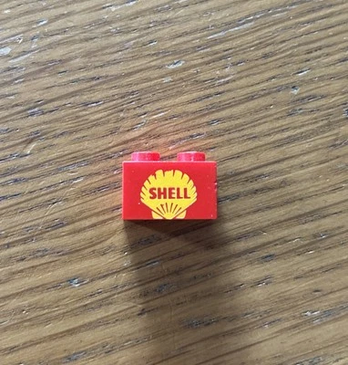Lego Vintage Spare Brick Red 1x2 with Printed SHELL from set 325 - Image 1 of 3