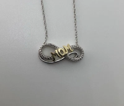 Mother’s Day Special Two Tone Infinity “Mom” Gemstone Rope Chain Necklace - Image 1 of 4