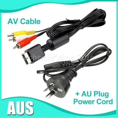 Power Cord Lead Cable AU Plug and AV Cable For Sony Playstation PS1 PS2 PS3 NEW - image 1 of 4