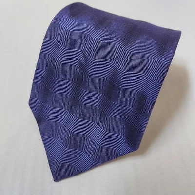 Corbata Canali Para Hombre Púrpura Foulard con Patrón Ondulado 100% Seda Hecha en Italia Foto 1 de 4