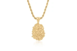 Gold Nugget Necklace, Gold Nugget Chain, 14k Heavy Plated Gold, 4mm French Rope - Picture 1 of 5