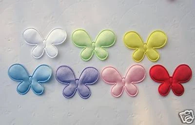 70 Padded Solid Satin 1.75" Butterfly Applique/pink/white/red/blue/purple H125 - Image 1 of 3