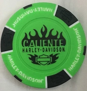 SAN ANTONIO, TX CALIENTE HARLEY DAVIDSON POKER CHIP (GREEN & BLACK) TEXAS - Picture 1 of 2