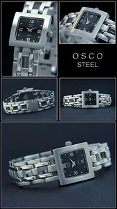 Light Women's Watch OSCO, Full Stainless Steel, Black Roman Dial, 21mm - Picture 1 of 1