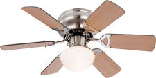 Flush mount ceiling fan light with pull cords UGO Matt Nickel 76cm 30"