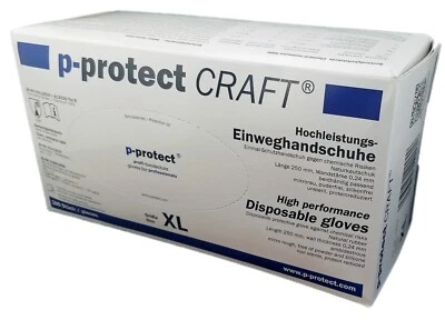 CRAFT p-protect Hochleistungs Einweghandschuh Naturlatex Größe XL 100 Stk 1229