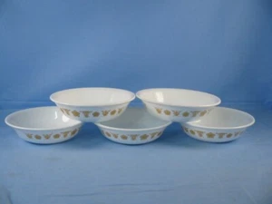 Corelle Lot of 5 Gold Butterfly Dessert/Fruit/Sauce 5 3/8" Bowls - Picture 1 of 7
