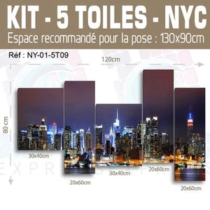 120x80cm - Set 5 GEMÄLDE BEDRUCKT MALEREI STOFF DEKO - NEW YORK-NY-01 -5T09 - Bild 1 von 33