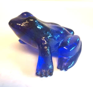 Estatuilla de sapo rana de vidrio azul cobalto Mosser de colección - Imagen 1 de 7