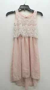 Kiddo by Katie Girls Sleeveless Scoop Neck High Low Lace Asymmetrical Dress 10 - Picture 1 of 8