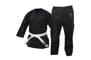 Cimac Karate Uniform Adult Black 8oz Student Gi Kids Aikido Suit Free White Belt - Picture 1 of 12