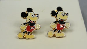 Disney Mickey Mouse Enamel Post Stud Pieced Earrings Gold Tone Small - Picture 1 of 4