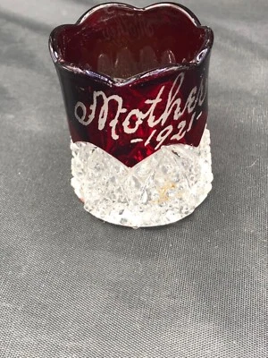 Button arches Toothpick Holder Ruby Engraved Mother c. 1921 - Image 1 of 4