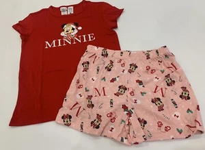 Girls size 8-10 MINNIE MOUSE CHRISTMAS Summer Pjs Cotton Pyjamas - *NEW* XMAS - Picture 1 of 4