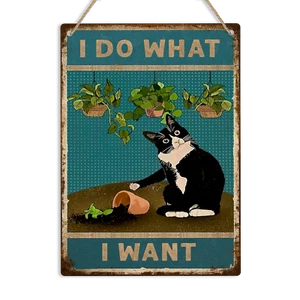 I Do What I Want Divertido Gato Negro Letrero de Metal Retro Pared Placa Gato Amante Regalo - Imagen 1 de 15
