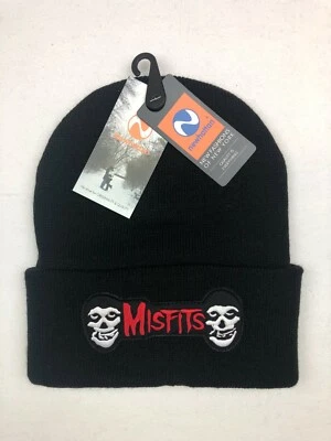 Nuevo gorro tejido negro con parche cosido Misfits Foto 1 de 2