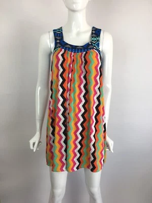 TBAGS LA без рукавов квадратный вырез многоцветный напечатано винтажное мини-платье S $189 B1 - Изображение 1 из 3