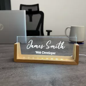 Personalised LED Desk Name Sign – Custom Office Nameplate with Light - Picture 1 of 9