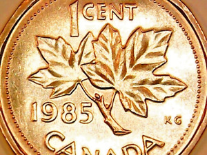 1985 Canada Cent BU Red Blunt 5 Variety Queen Elizabeth II Canadian Penny