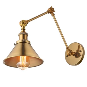 Industrial Swing Arm Wall Sconce Metal Antique Brass Adjustable Wall Mount Light - Picture 1 of 14