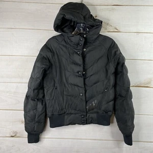 Fox Racing Jacket Womens S Black Puffer Quilted Hooded Zip Snap Moto Riding - Picture 1 of 10
