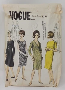Vogue 1964 Basic 60's Dress Pattern #1357 Size 12 Bust 32 Hip 34 Cut Vintage - Picture 1 of 3
