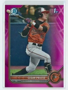 2022 Bowman Chrome Cesar Prieto Fuschia and Pink Vapor Refractor /199 - BCP-206 - Picture 1 of 2