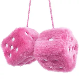 1 Pair Pink Vintage Square Mirror Hanging Couple Fuzzy Plush Dice Car Auto Decor - Bild 1 von 13