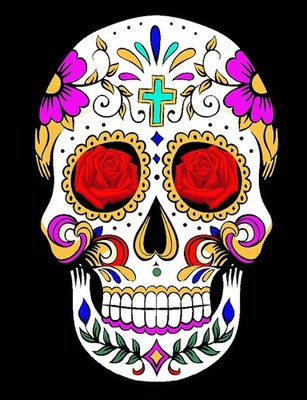 Manta de felpa tamaño queen calavera de azúcar - extremadamente suave - negra Foto 1 de 3