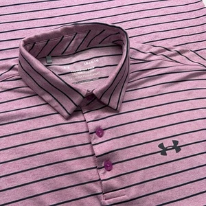 Under Armour The Playoff Polo Golf Shirt Mens Large Striped Short Sleeve - Picture 1 of 15