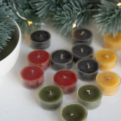Beeswax Tealight Candles in Clear Cups | Christmas & Holiday Gift - Image 1 of 4