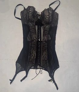 Victoria’s Secret Mujer Talla 34B Negro Corsé Bustier Lencería Top Encaje Liga - Imagen 1 de 9