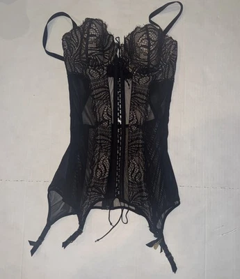 Victoria’s Secret Women’s Size 34B Black Corset Bustier Lingerie Top Lace Garter - Image 1 of 4