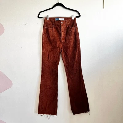 Pantalones de pana antiguos marrones azul marino para mujer talla 4 tiro alto acampanados años 70 retro  Foto 1 de 4