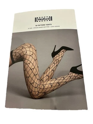 Колготки Wolford с узором непрозрачные прозрачные довольно легкие/черные средние новые в коробке - Изображение 1 из 2