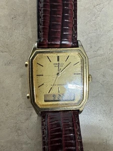 Seiko H449-5219 Quarzuhr goldfarben Alarm Chronograph neue Batterie - Bild 1 von 9